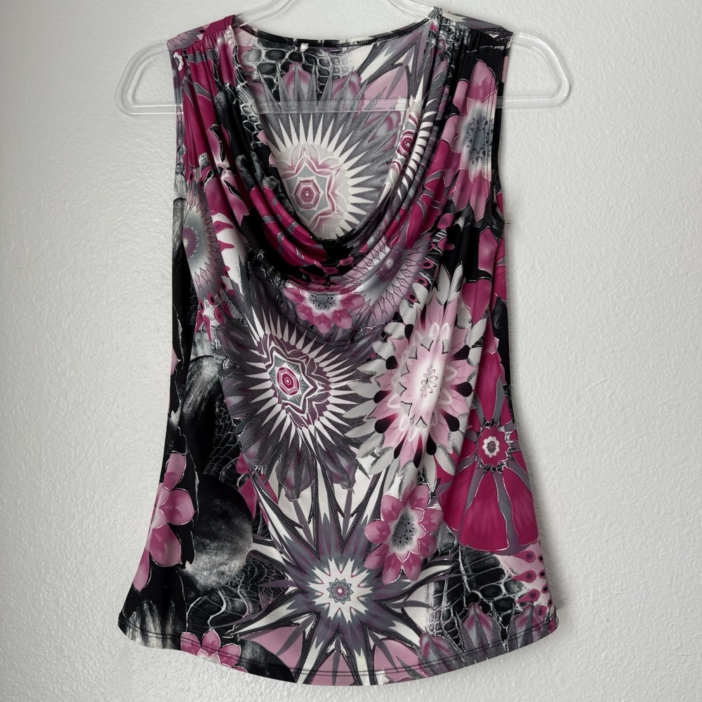 Whimsical Whimsihoth Fairy Goth Festival Geometric Sleeveless Cowl Neck Top PS